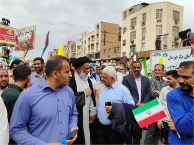 حضور کارکنان شرکت آبفا خوزستان در تجمع عظیم مردمی حمایت از مردم غزه